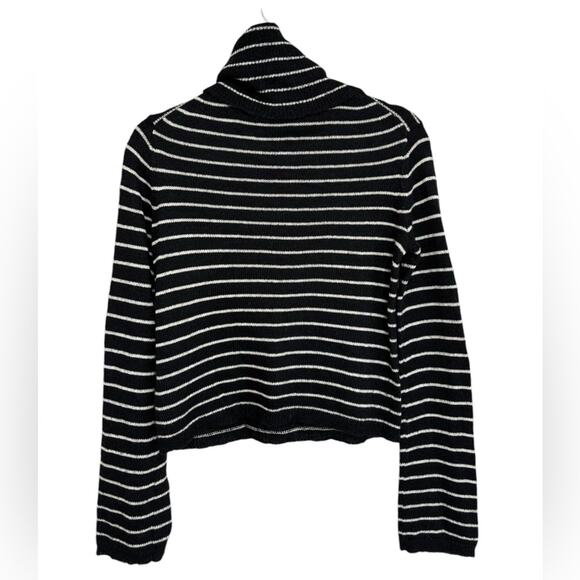 Allsaints Marty Roll Neck Sweater Mohair Blend Black and White Stripe - Size XS - Picture 4 of 7